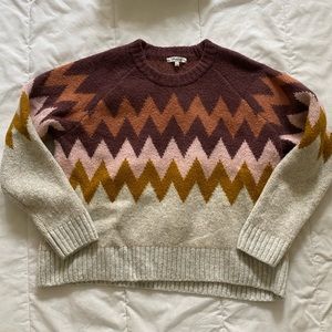Madewell print sweater purple pink grey gray NWOT